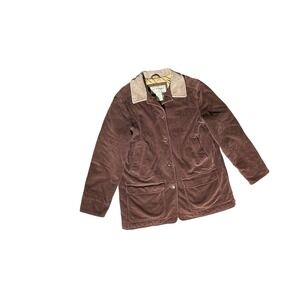 Vintage LL Bean Womens Corduroy Barn Coat Brown Thinsulate Lined Jacket Size L